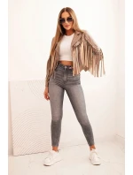 Dámská bunda z eko kůže s třásněmi ve stylu boho fango Dámská bunda z eko kůže s třásněmi ve stylu boho fango