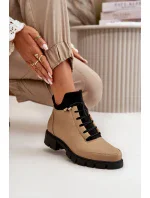 Nízké Dámské Kotníkové Boty Zateplené Z Eko Kůže Béžové Erisabelle Nízké Dámské Kotníkové Boty Zateplené Z Eko Kůže Béžové Erisabelle