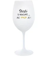 ŠTĚSTÍ SI NEKOUPÍŠ...ALE VÍNO JO! - bílá  sklenice na víno 350 ml