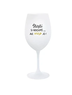 ŠTĚSTÍ SI NEKOUPÍŠ...ALE VÍNO JO! - bílá  sklenice na víno 350 ml