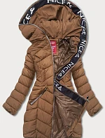 Hnědá dámská péřová bunda pro přechodné období (2M-001)