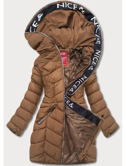 Hnědá dámská péřová bunda pro přechodné období model 17729187 - LHD