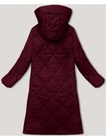 Dlouhá zimní bunda ve vínové bordó barvě s kapucí model 21472300 - J.STYLE