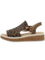 Dámské sandály na platformě s leopardím vzorem v béžové barvě Rieker 62741-90