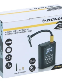 KOMPRESOR DO AUTA DUNLOP 150 PSI DIGITÁLNÍ KOMPRESOR S FUNKCÍ POWERBANKY