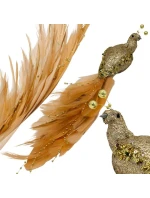 OZDOBNÝ PTÁČEK NA KLIPU 38CM ZLATÝ