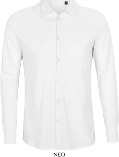 Men Piqué košile s dlouhým rukávem  white model 22499809 - NEOBLU