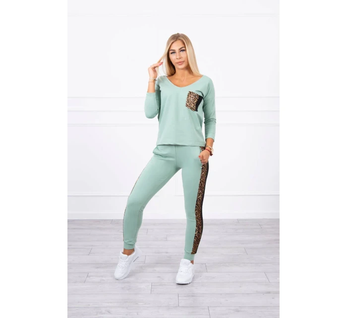 Tmavě mátová sada s leopardím potiskem Tmavě mátová sada s leopardím potiskem