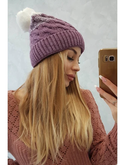 Fleecová čepice Ilona K218 fialová+bílá Fleecová čepice Ilona K218 fialová+bílá
