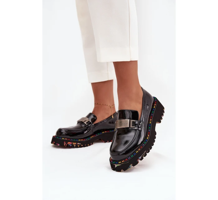 Lakované dámské mokasíny Artiker – černé