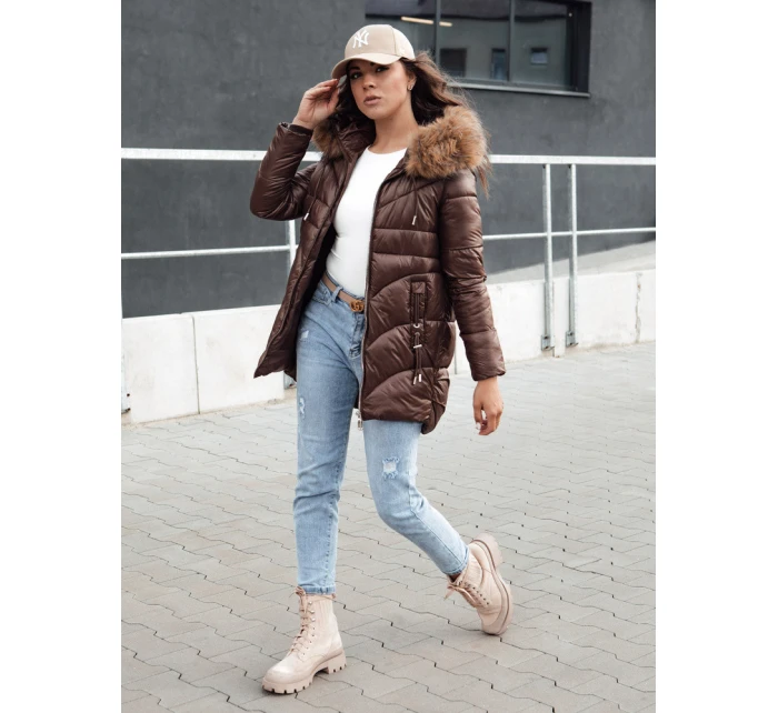 Dámská zimní bunda s kapucí WINTERCHIC hnědá FashionStreet TY4458