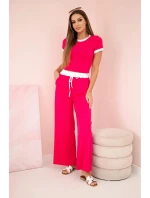 Žebrovaný komplet halenka + kalhoty se širokou nohavicí fuchsie Žebrovaný komplet halenka + kalhoty se širokou nohavicí fuchsie