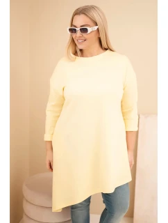 Dámské šaty Plus Size z viskózy s volným střihem a dlouhým rukávem žlutá