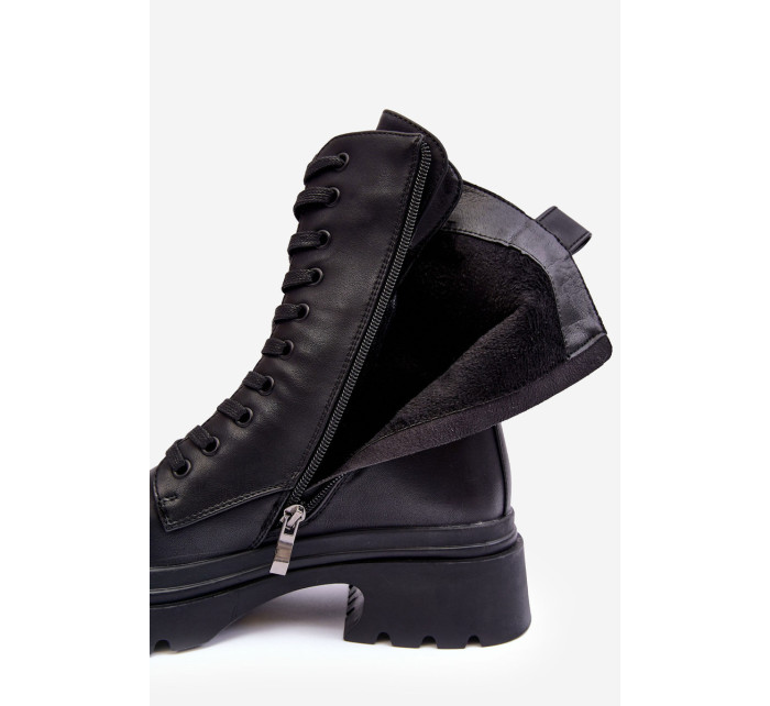 Zateplené kožené pracovní kotníkové boty S.Barski černá