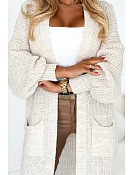 Svetr Cardigan s kapsami 627-1 béžový - Numoco