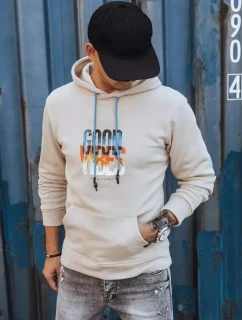 Pánská zateplená mikina s kapucí béžová FashionStreet BX5378