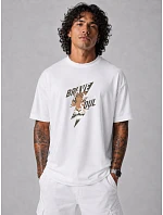 Pánské bavlněné tričko oversize s potiskem bílé FashionStreet NX1010R Pánské bavlněné tričko oversize s potiskem bílé FashionStreet NX1010R