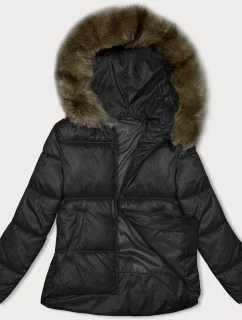 Černá dámská bunda se střihem bubliny S'west (B8190-1)