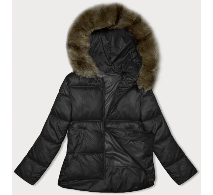 Černá dámská bunda se střihem bubliny S'west (B8190-1)