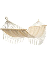 ZAHRADNÍ HOUPACÍ SÍŤ PRO 1 OSOBU 200X100CM S TYČÍ A STŘAPCI MIAMI ECRU