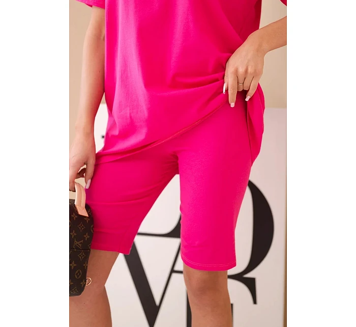 Dámský bavlněný komplet s krátkým rukávem a šortkami žlutý