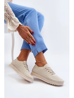 Kožené Sportovní Dámské Tenisky Beige Lalnai