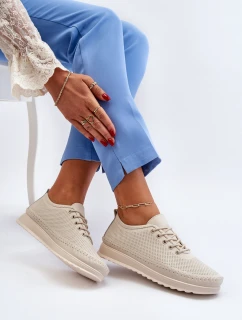 Kožené Sportovní Dámské Tenisky Beige model 21650393 - VINCEZA