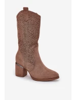 Děrované Kozačky Cowboy Do Poloviny Lýtka S.Barski HY51-238 Hnědé