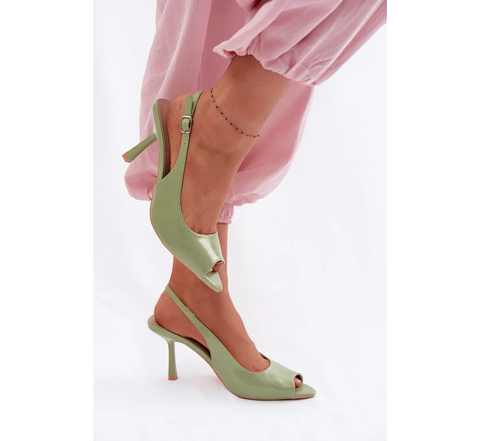 Dámské sandály na podpatku Zelené model 22091994 - Boto Dámské sandály na podpatku Zelené model 22091994 - Boto