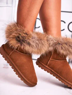 Dámské Kožené Sněhule S Kožešinou Camel model 19945640 - Kesi