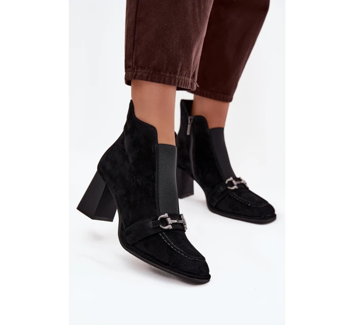 Dámské semišové botky na podpatku Artiker – černé Dámské semišové botky na podpatku Artiker – černé