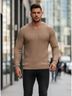 Pánský hnědý svetr model 21995029 - FashionStreet Pánský hnědý svetr model 21995029 - FashionStreet