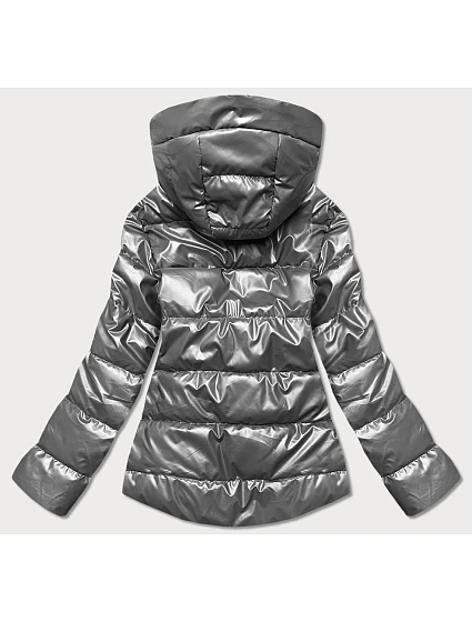 Šedá dámská bunda s kapucí model 17099085 - S'WEST Šedá dámská bunda s kapucí model 17099085 - S'WEST