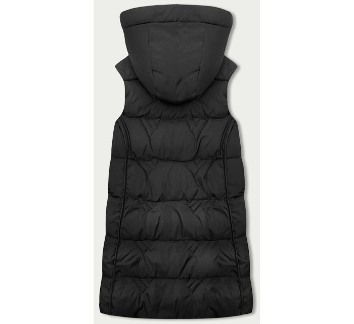 Černá dámská vesta s kapucí (B8176-1)