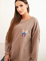 Dámská oversize mikina z bavlny s barevnými křídly na zádech fango
