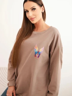 Dámská oversize mikina z bavlny s barevnými model 21421750 na zádech fango - K-Fashion