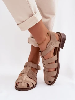 Dámské Sandály s Zlatým Přezkou Béžové model 21937614 - Boto