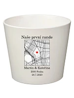 Bílý keramický květináč s mapou - malý