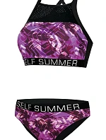 Dámské dvoudílné plavky S47F fialovo-černé - Self