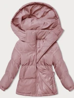 Dámská zimní bunda ve špinavě růžové barvě s kapucí (5M3169-46)