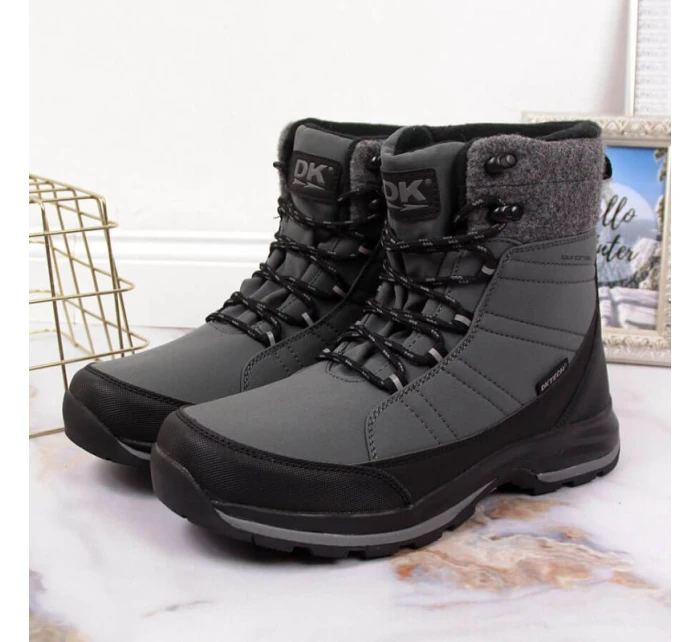 Zimní sněhové boty nepromokavé šedé DK Zimní sněhové boty nepromokavé šedé DK