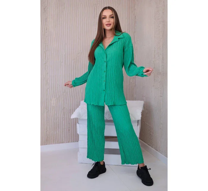 2dílná plisovaná souprava jasně zelená