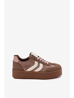 Dámské tenisky na platformě s pásky Khaki model 22324177 - Boto Dámské tenisky na platformě s pásky Khaki model 22324177 - Boto