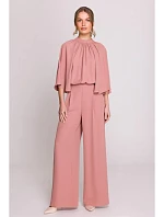 S397 Kombinéza s širokými rukávy a rozdělenými zády - růžová