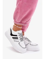 Dámské tenisky na platformě – bílo-černé Ofenale