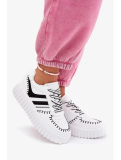 Dámské tenisky na platformě – bílo-černé Ofenale