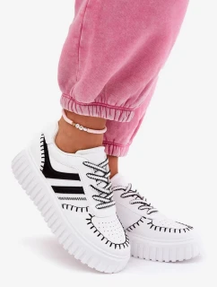 Dámské tenisky na platformě – bílo-černé Ofenale