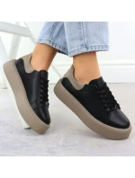 Dámské kožené sportovní polobotky na platformě černé Filippo DP6119