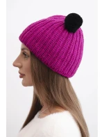Dámská zimní čepice vlněná s bambulí K433 fuchsie Dámská zimní čepice vlněná s bambulí K433 fuchsie