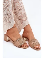 Dámské Sandály Na Podpatku S Ozdobným Detalem Tmavě Béžové model 21699808 - Boto Dámské Sandály Na Podpatku S Ozdobným Detalem Tmavě Béžové model 21699808 - Boto